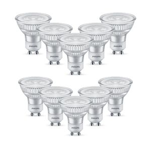 Kit Com 10 Lâmpada Led Philips dicróica bivolt base GU10 Branca Fria - 4.8W