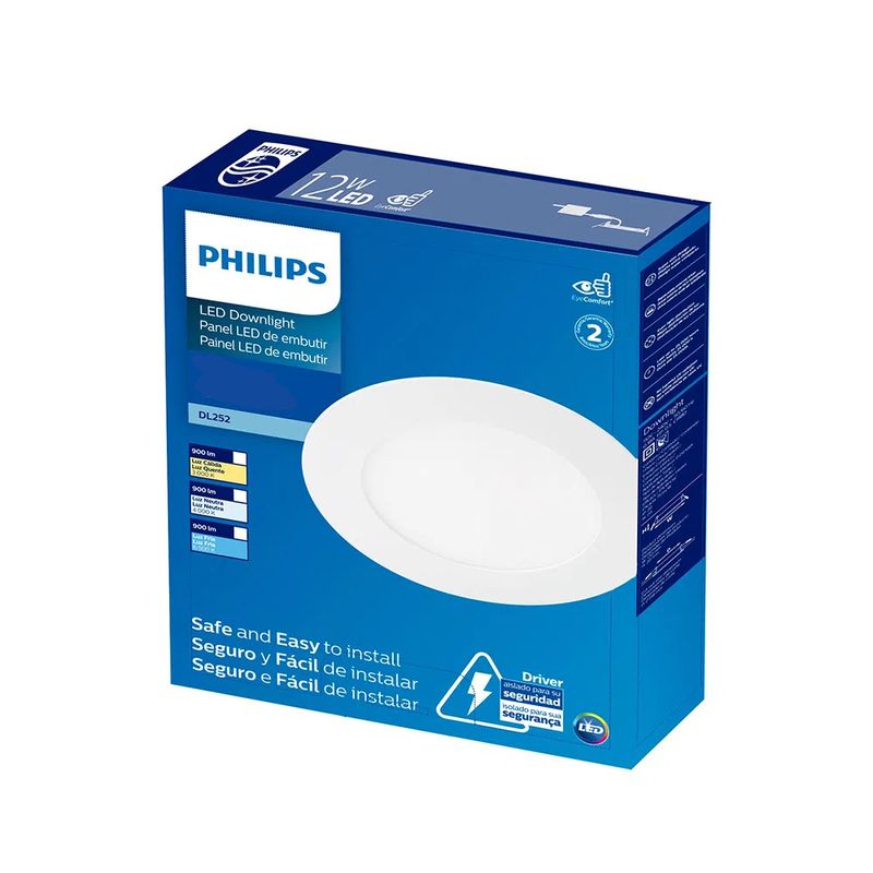 Plafon-embutir-Philips-redondo-bivolt-Amarela---12W