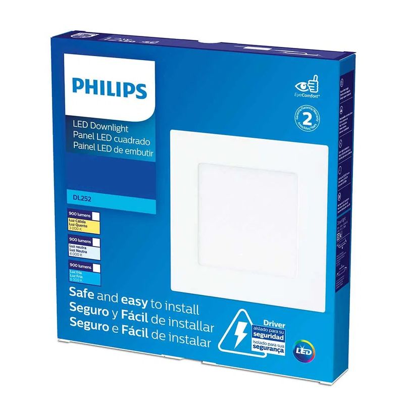 Plafon-sobrepor-Philips-quadrado-bivolt-Amarela---12W