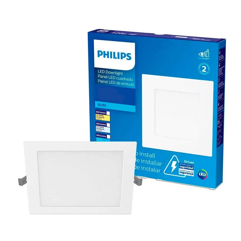 Plafon-sobrepor-Philips-quadrado-bivolt-Amarela---18W