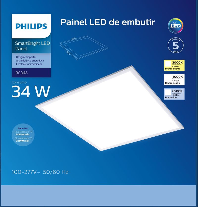 Painel-LED-RC048B-LED42S-840-100-277-W62L62-LA-4000K
