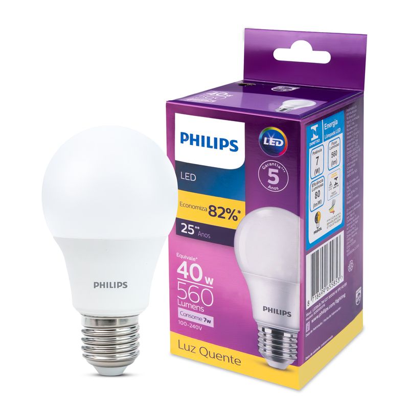 Lampada-Led-Philips-7W-bivolt-luz-amarela-3000K-base-E27