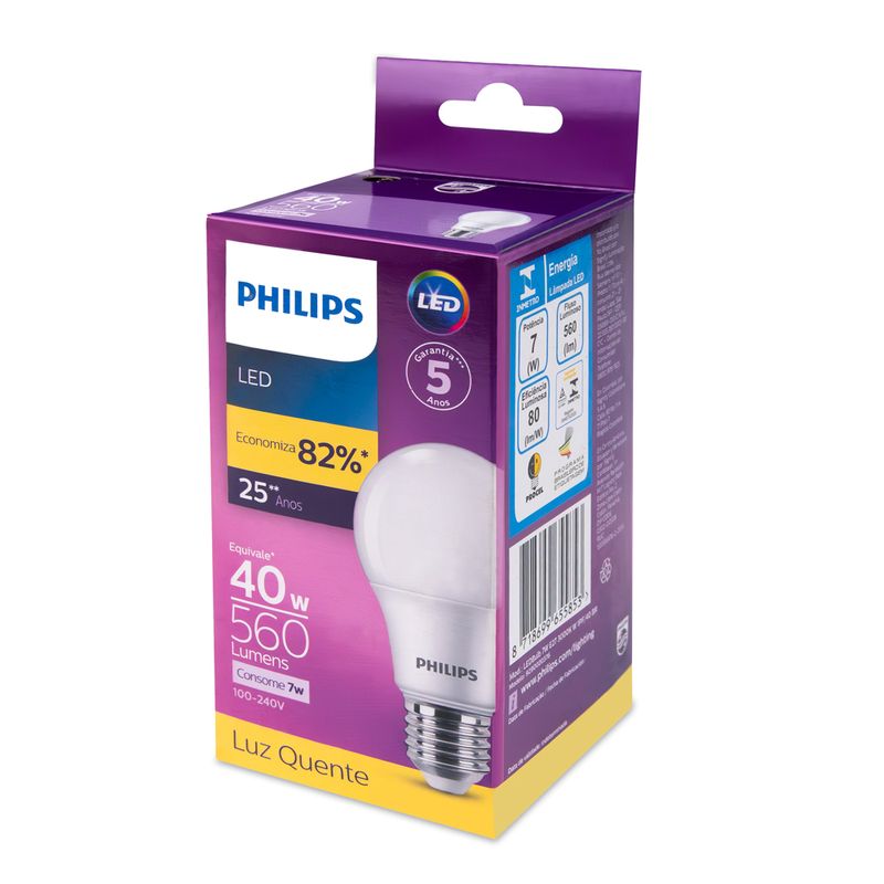 Lampada-Led-Philips-7W-bivolt-luz-amarela-3000K-base-E27