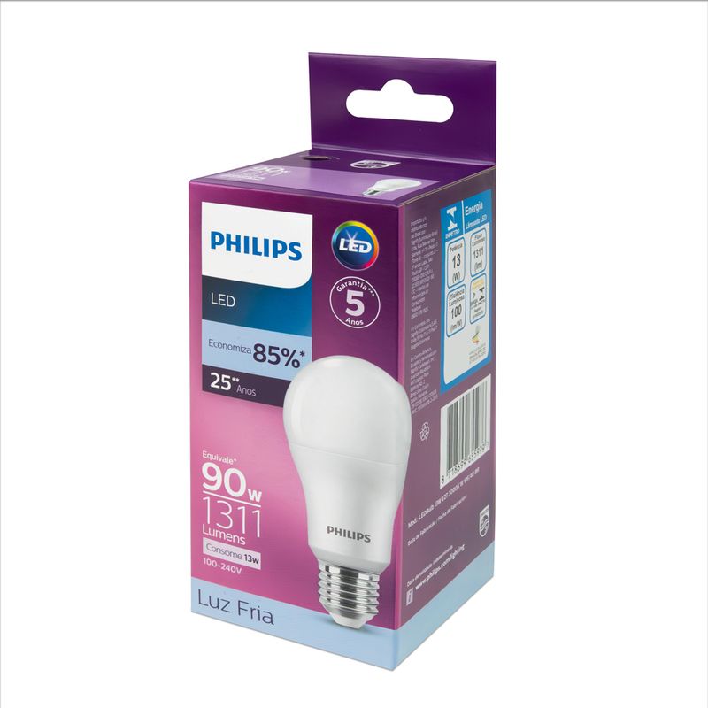 Lampada-Led-Philips-13W-bivolt-luz-branca-fria-6500K-base-E27