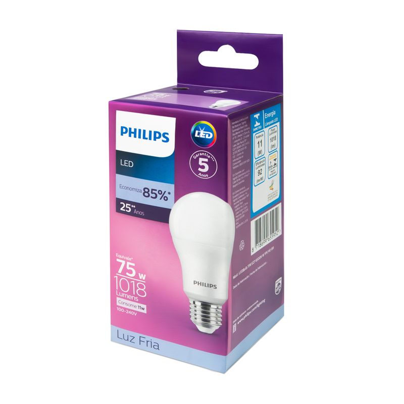 Lampada-Led-Philips-11W-bivolt-luz-branca-fria-6500K-base-E27